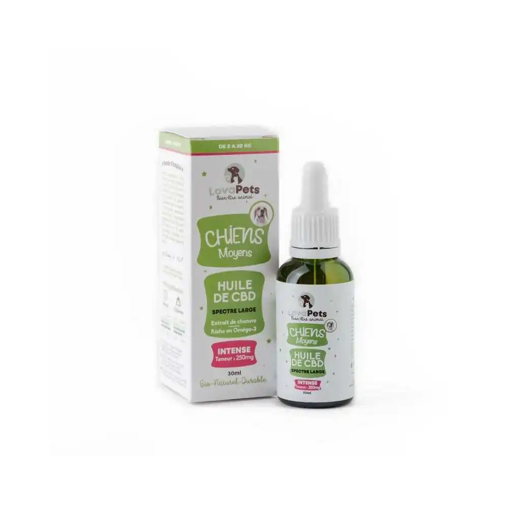 Huile de CBD 250mg pour chien moyen 30ml INTENSE