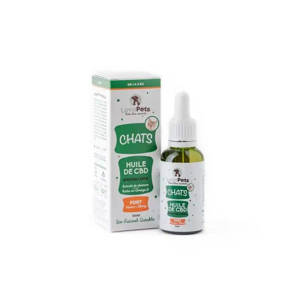 Huile de CBD 50mg pour chat 30ml FORT