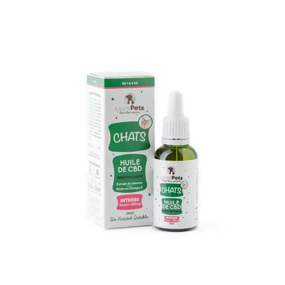 Huile de CBD 100mg pour chat 30ml INTENSE