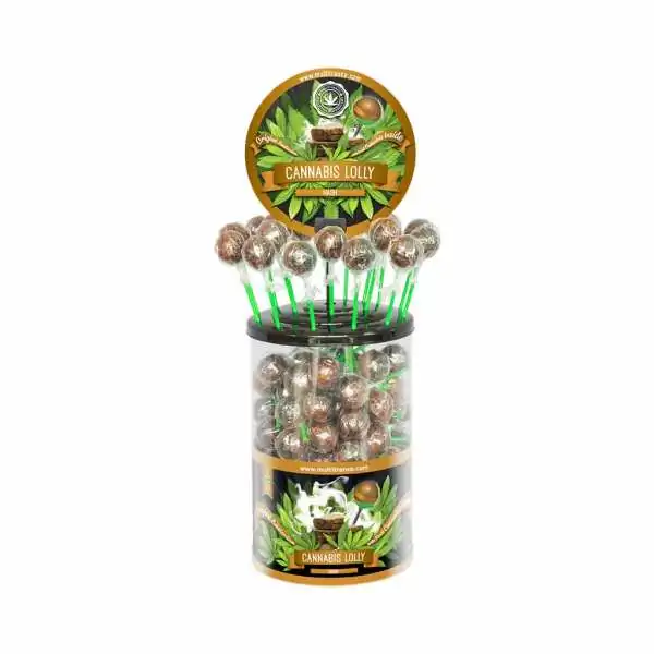 Pot de sucettes Cannabis Lolly avec 100 pièces, image du produit pour le SEO