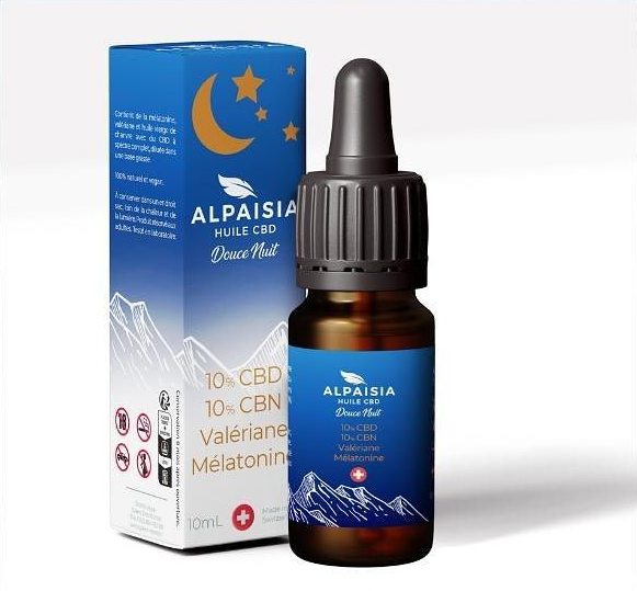 Huile CBD 10% full spectrum douce nuit | ALPAISIA