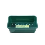 Petit bac à graines vert avec trous