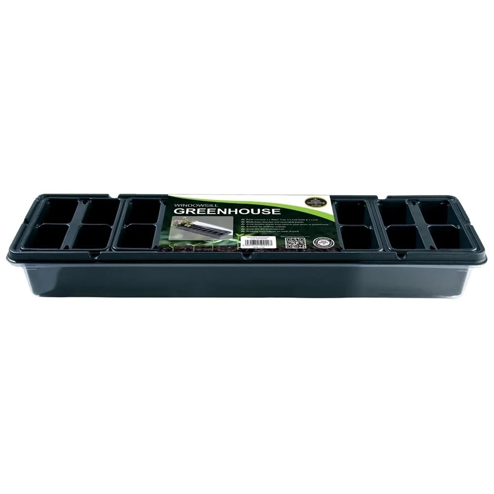 Lot De 6 Jardinières Rectangulaires En Plastique 43 Cm PINGEUI - Pour Rebord De Fenêtre, Légumes - Avec Plateaux Et Étiquettes