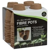 48 pots ronds en fibre de 8 cm (pack extra value)