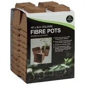 48 pots carrés en fibre de 8 cm (pack extra value)