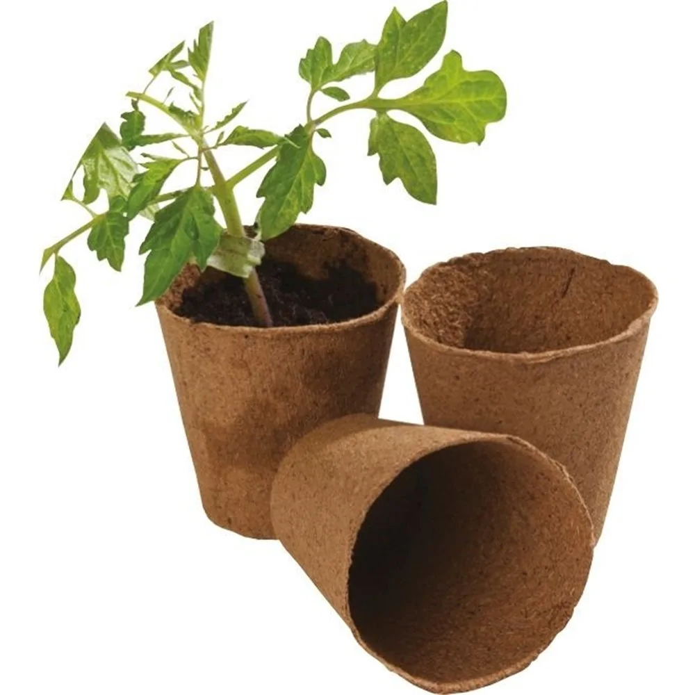 12 pots ronds en fibre de 8 cm