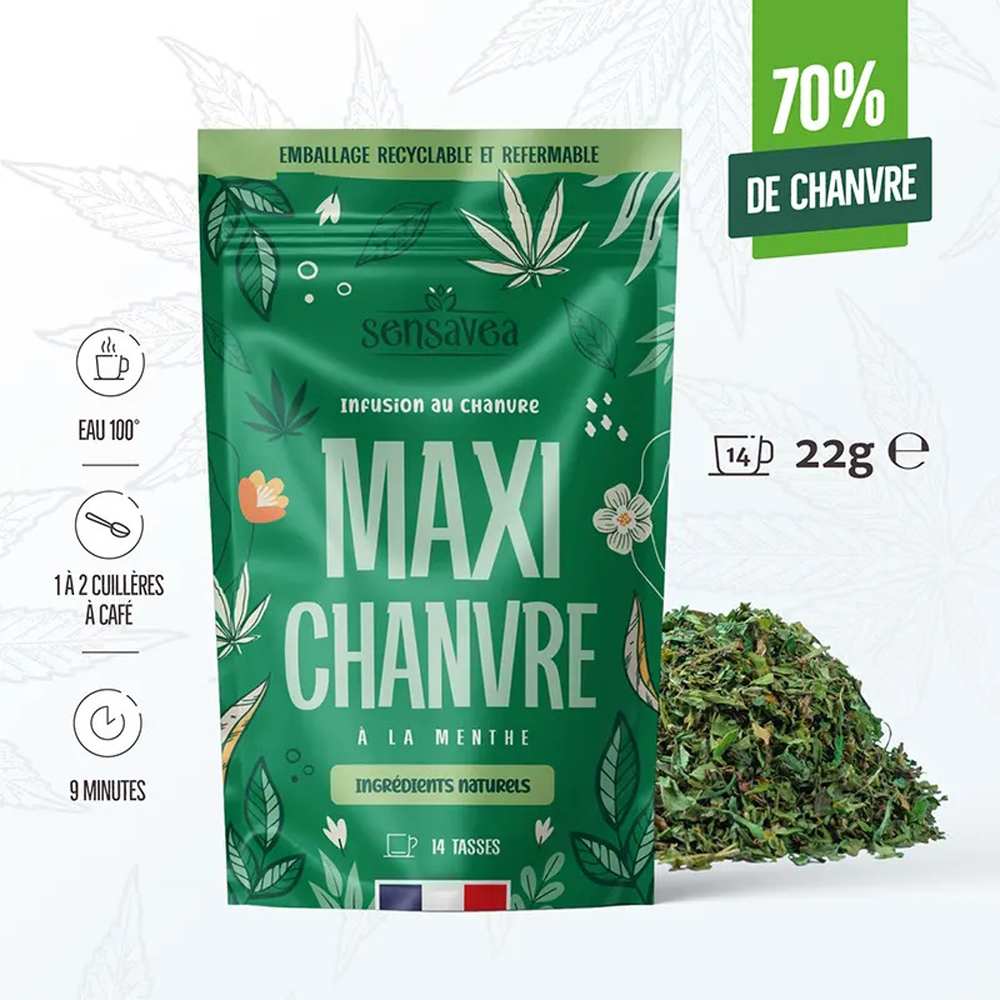 Tisane CBD bio maxi chanvre à la menthe SENSAVEA