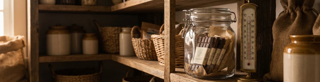 Conservation du chocolat au CBD dans une boîte hermétique à température contrôlée