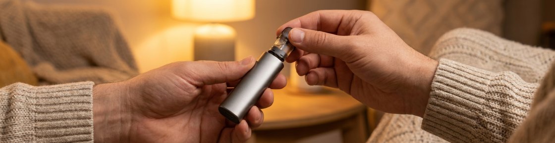 Insertion d'une cartouche dans une puff rechargeable