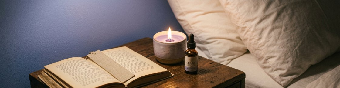 Rituel du coucher avec huile CBD, ambiance apaisante chambre