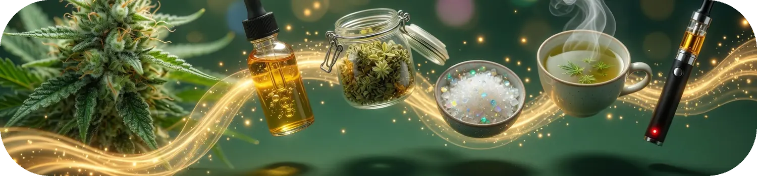 Les formes du CBD : huile, fleurs, cristaux d'isolat, tisane et vapoteuse Les formes du CBD : huile, fleurs, cristaux d'isolat, tisane et vapoteuse