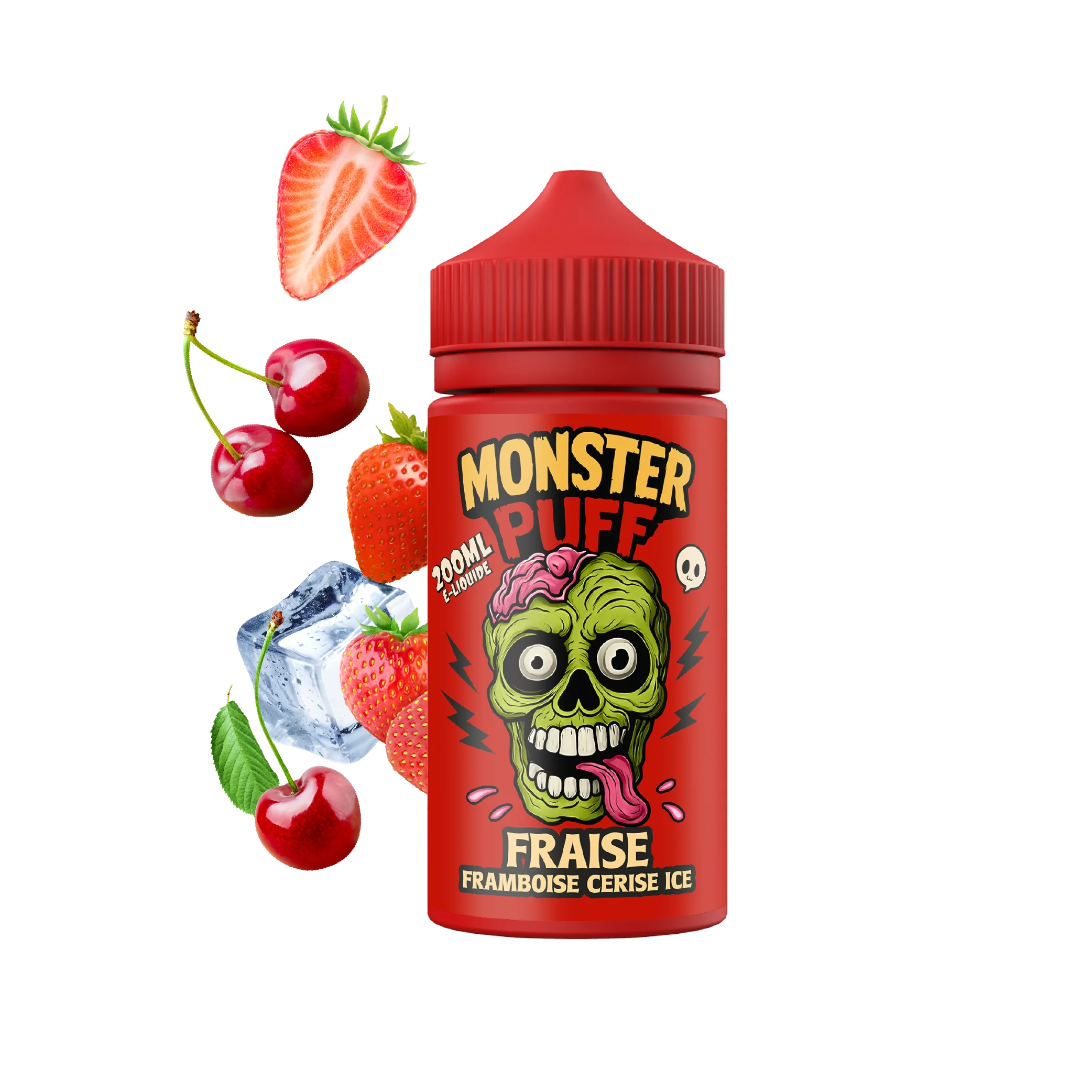 Eliquide Monster Puff fraise framboise cerise ice 200ml Eliquide Monster Puff fraise framboise cerise ice 200ml