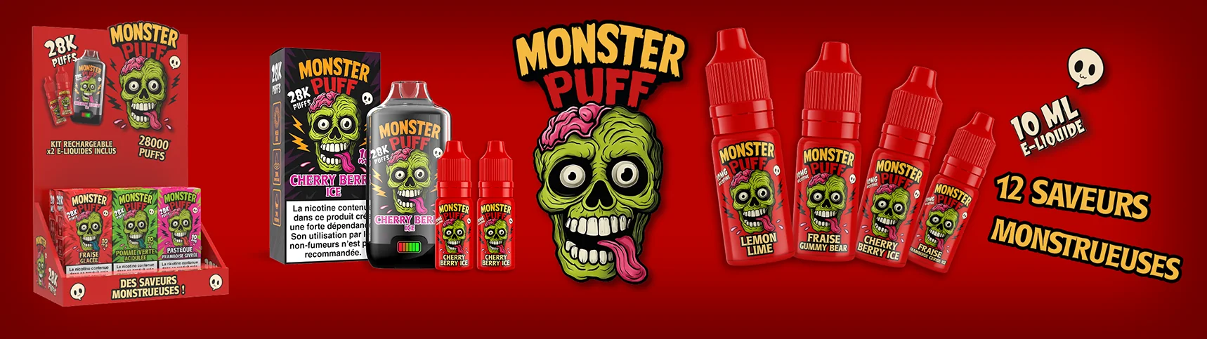 Monster Puff plus de 12 saveurs monstrueuses Monster Puff plus de 12 saveurs monstrueuses